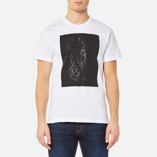 Versace Jeans Men's Chest Square Logo T-Shirt - Bianco Ottico