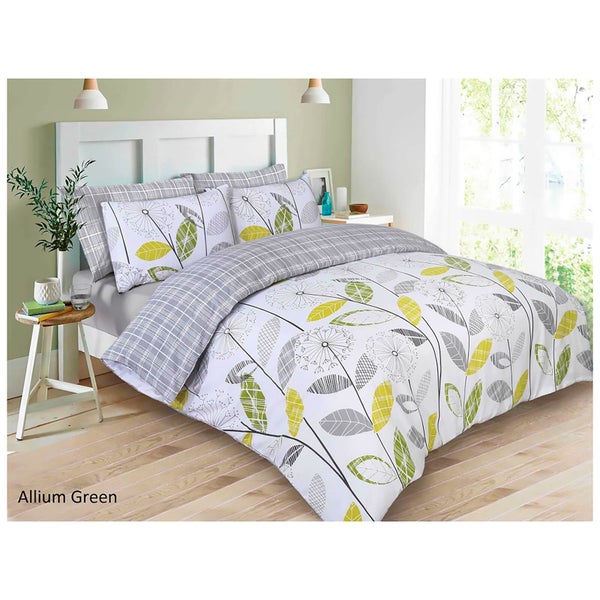 Dreamscene Allium Duvet Set - Green/Grey