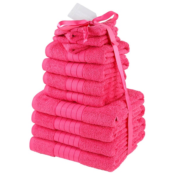 Highams 100% Cotton 12 Piece Towel Bale (500GSM) - Fuchsia