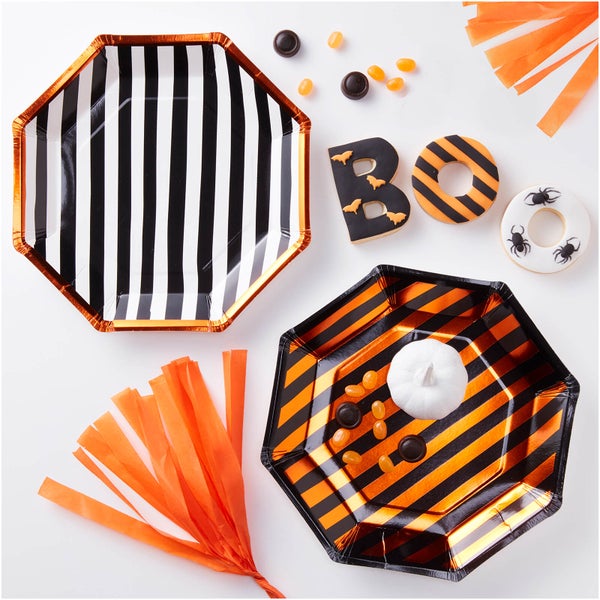 Ginger Ray Orange Foiled Twin Pack Design Paper Plates - Pumpkin Party