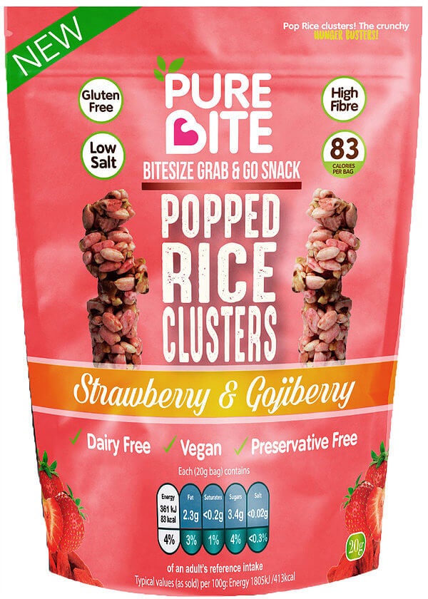 PureBite Popped Rice Clusters - Strawberry & Gojiberry 20g