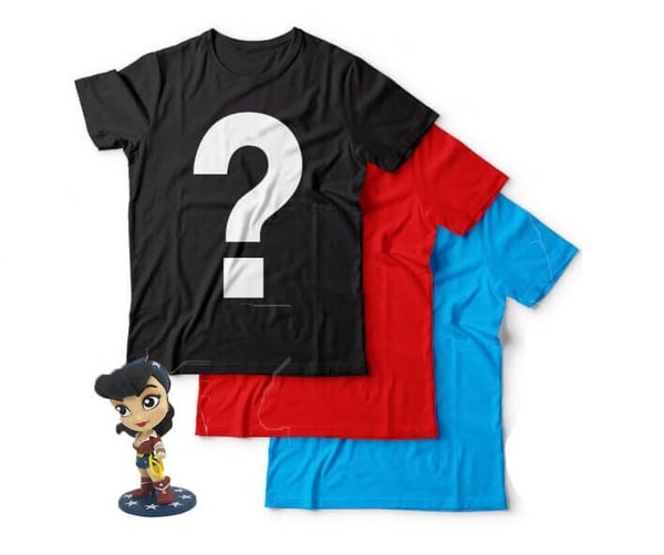 Mystery Geek T-Shirts 3er-Pack + Gratis Wonder Woman Figur