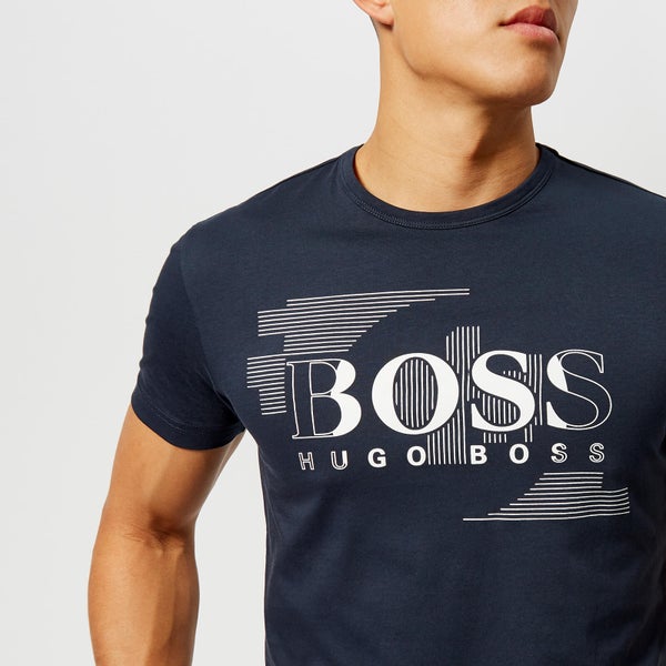 BOSS Green Men's Tee 1 Large Logo T-Shirt - Navy