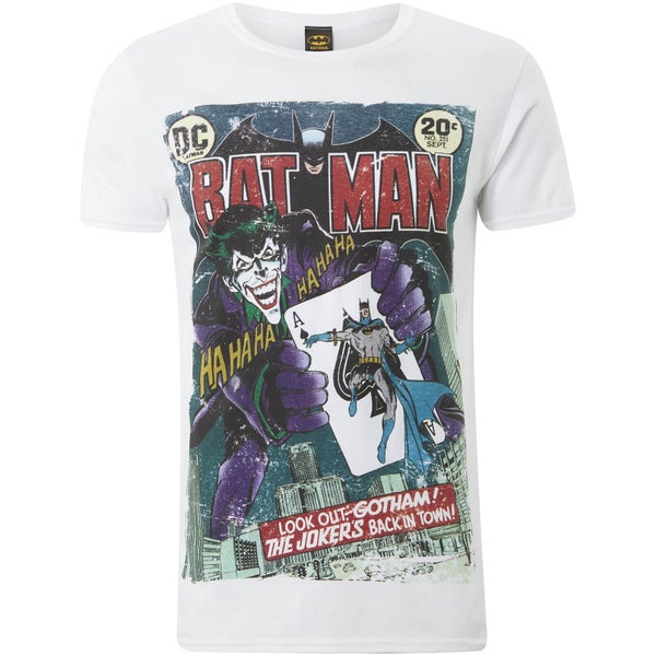 DC Comics Men's Batman Joker Comic T-Shirt - White