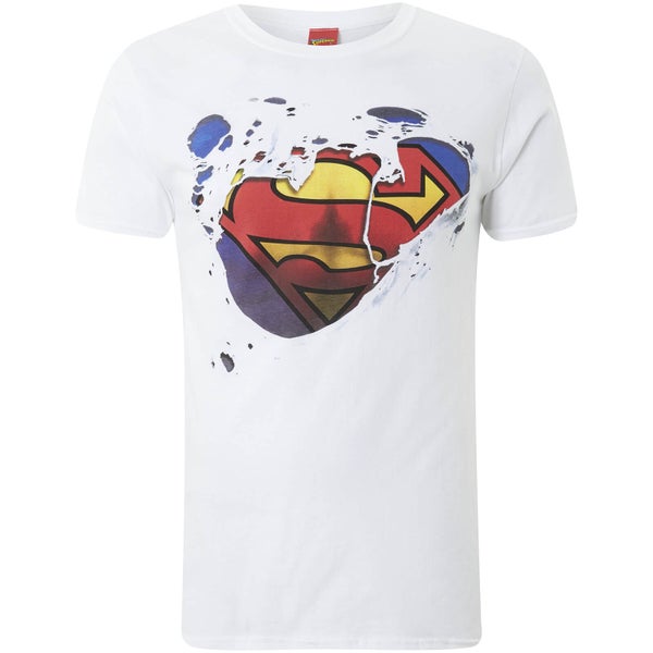T-Shirt Homme Superman Déchiré - Blanc