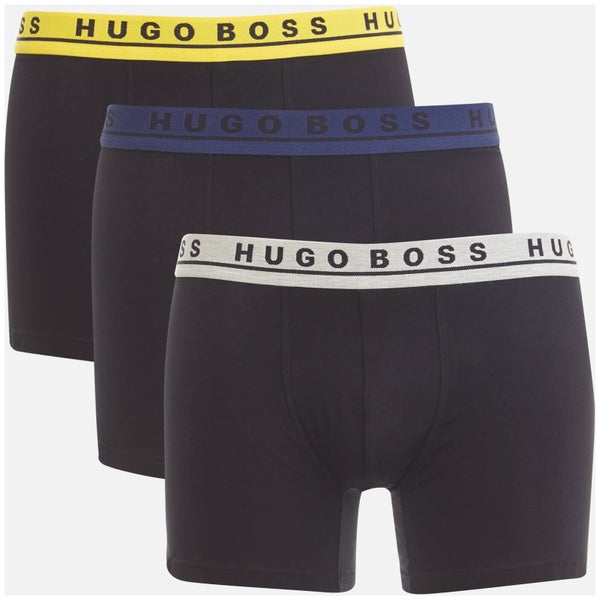 BOSS Hugo Boss Men's 3 Pack Boxer Briefs - Navy/Grey/Yellow Band