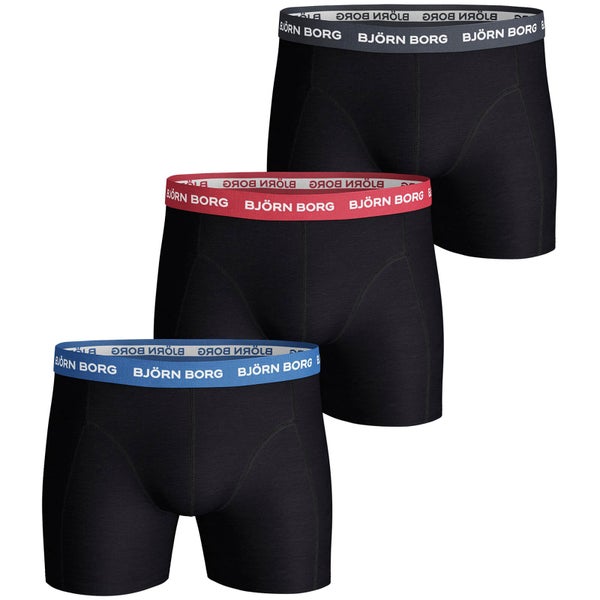Bjorn Borg Men's 3 Pack Solids Boxer Shorts - Black/Multi