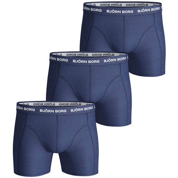 Bjorn Borg Men's 3 Pack Solids Boxer Shorts - Blue Depths