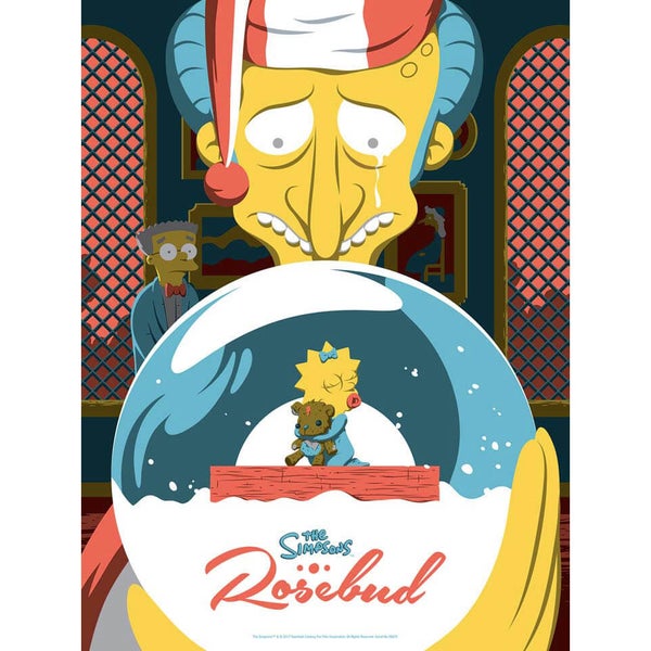 The Simpsons Rosebud Variant Silkscreen Print door Florey (45 x 60 cm) - Gelimiteerd aan 100
