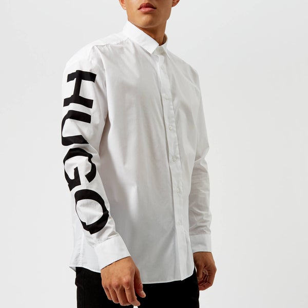 HUGO Men's Emilton Sleeve Logo Shirt - White