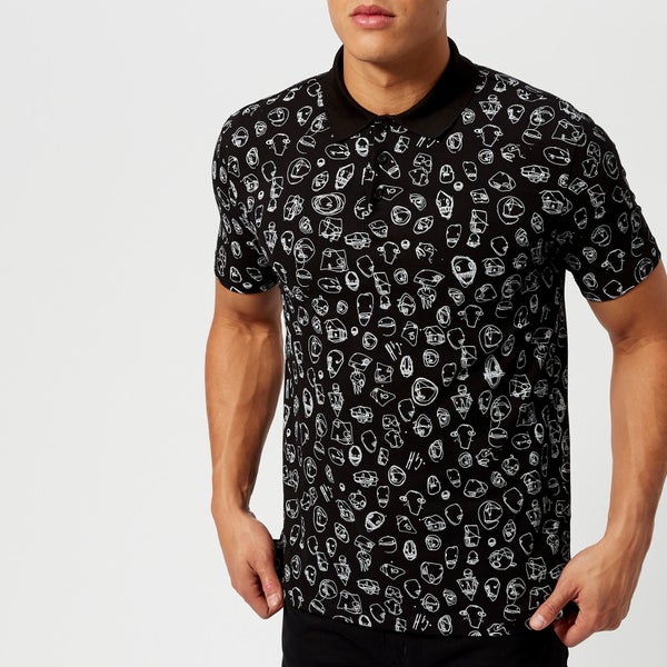 HUGO Men's Deak All Over Print Polo Shirt - Black