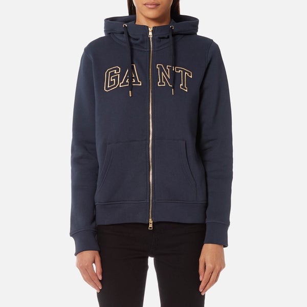 GANT Women's GANT Logo Gold Full Zip Hoody - Evening Blue