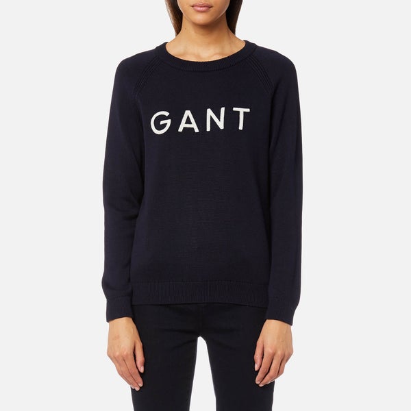 GANT Women's Embroidered Gant Logo Crew - Evening Blue