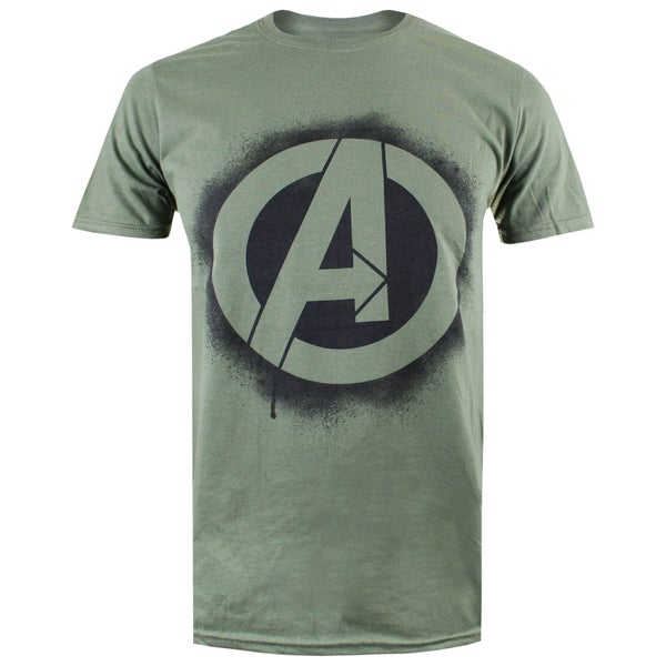 Marvel Men's Avengers Stencil Logo T-Shirt - Mil Green