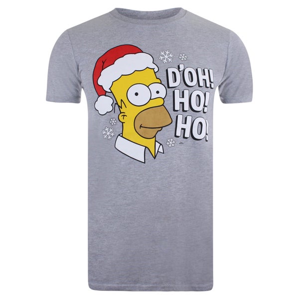 T-Shirt de Noël Homme Les Simpson D'oh Ho! Ho! - Gris Chiné