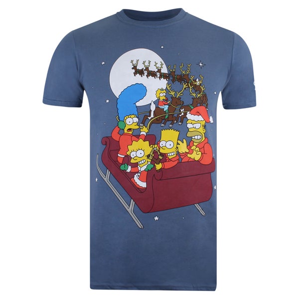 The Simpsons Men's Christmas Sleigh T-Shirt - Indigo
