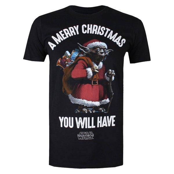 Star Wars Men's Christmas Yoda Santa T-Shirt - Black
