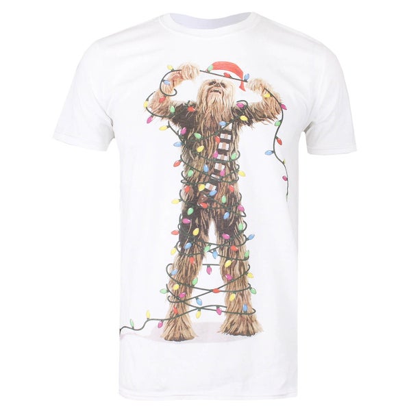 T-Shirt de Noël Homme Chewbacca Guirlande - Star Wars - Blanc