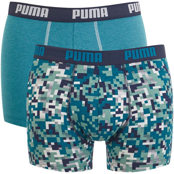 Puma Men's 2 Pack Blocking Print Boxers - Ocean Depths