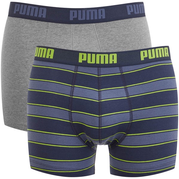 Puma Men's 2 Pack Rugby Stripe Boxers - Blue/Lime