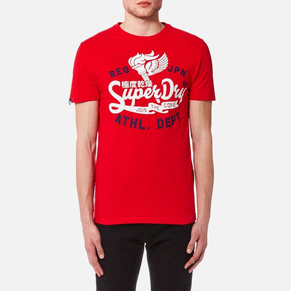 Superdry Men's Athletic Core 54 T-Shirt - Riviera Red Slub