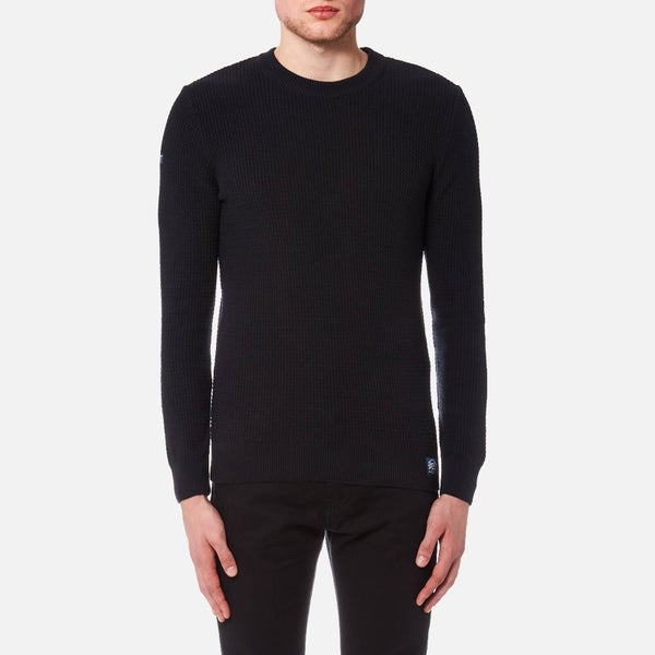 Superdry Men's University Waffle Crew Knitted Jumper - Midnight Grit