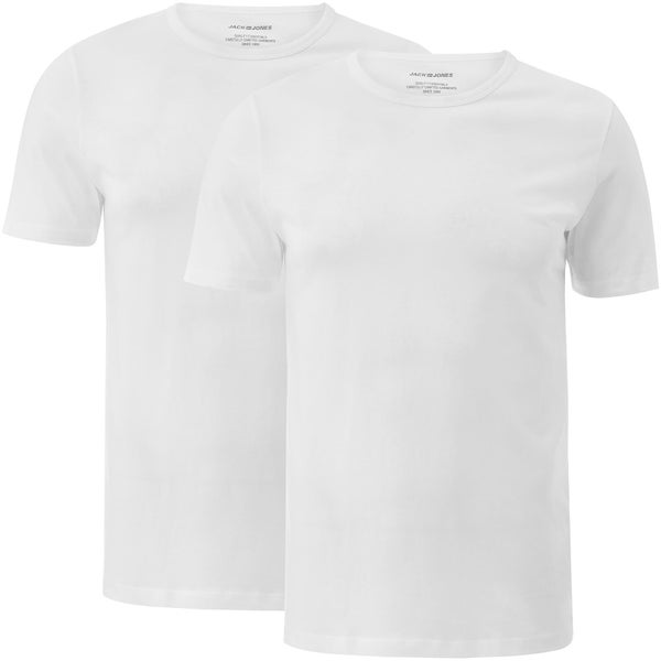 Jack & Jones Men's 2 Pack Crew Neck T-Shirts - White