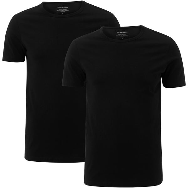 Jack & Jones Men's 2 Pack Lounge Crew Neck T-Shirts - Black