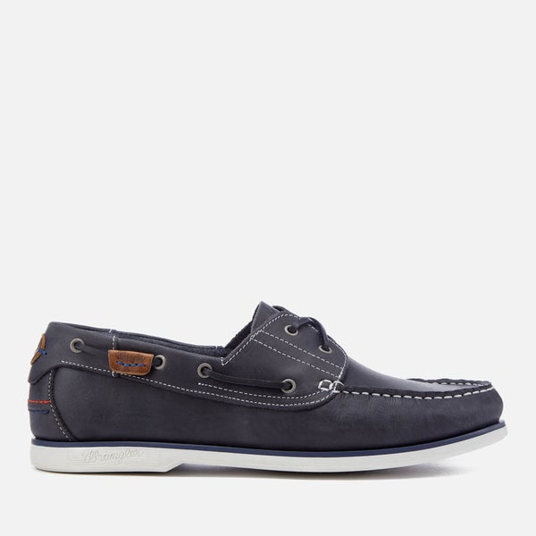 Wrangler Men's Ocean Leather Boat Shoes - Navy