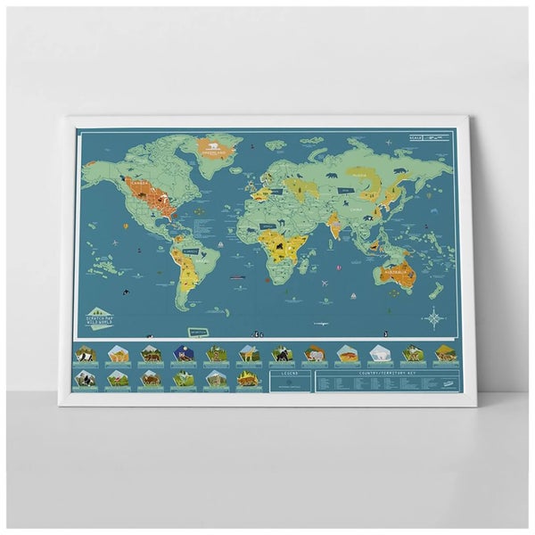 Carte du Monde à Gratter - Édition Animaux Sauvages