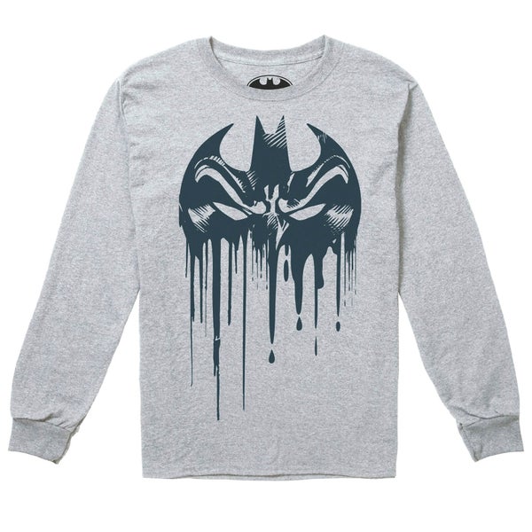 DC Comics Boys' Bat Mask Long Sleeve T-Shirt - Grey Marl
