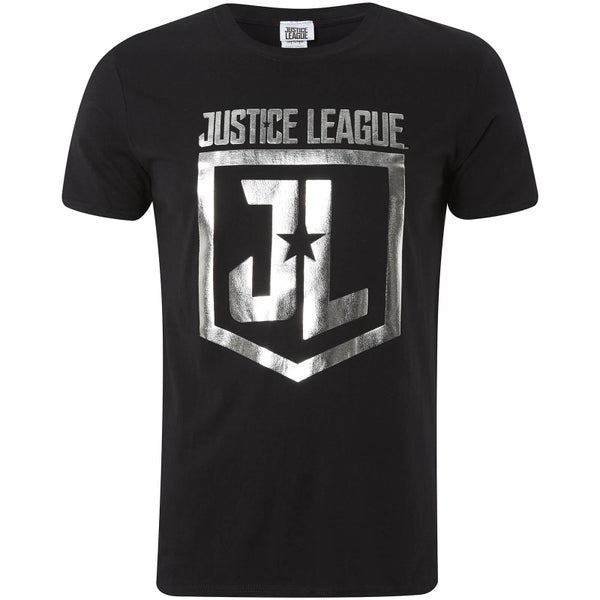 DC Comics Men's Justice Foil Logo T-Shirt - Black