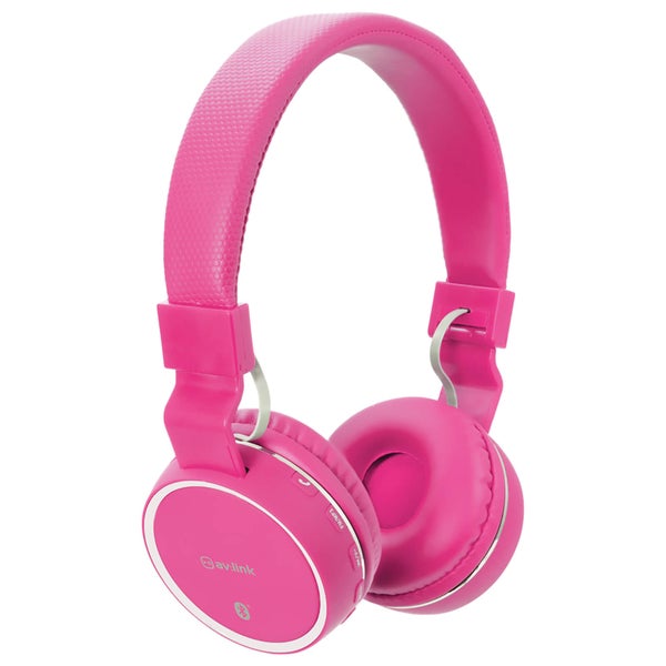 AV: Link Wireless Bluetooth On-Ear Noise Cancelling Headphones (With Built-in FM Radio) - Pink