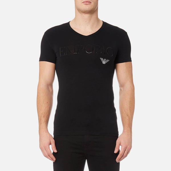 Emporio Armani Men's Stretch Cotton V Neck T-Shirt - Nero