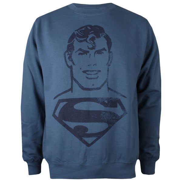 DC Comics Men's Superman Acid Wash Sweatshirt - Airforce Blue