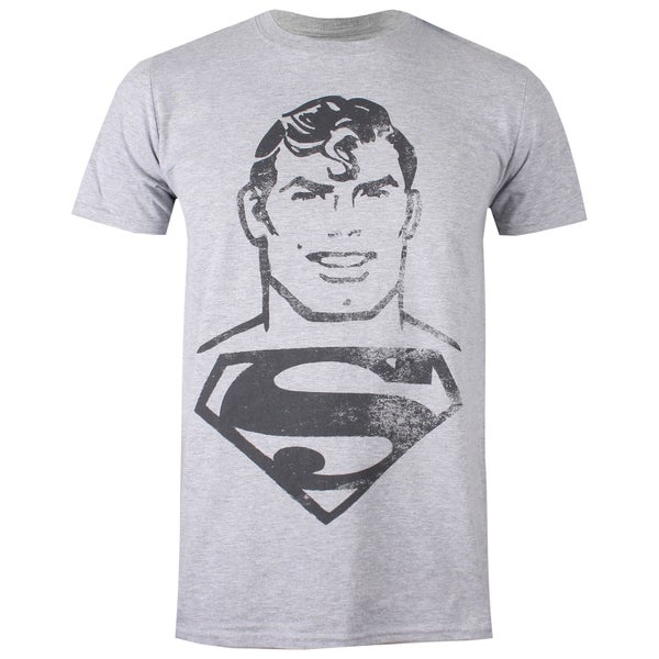 DC Comics Men's Superman Acid Wash T-Shirt - Grey Marl