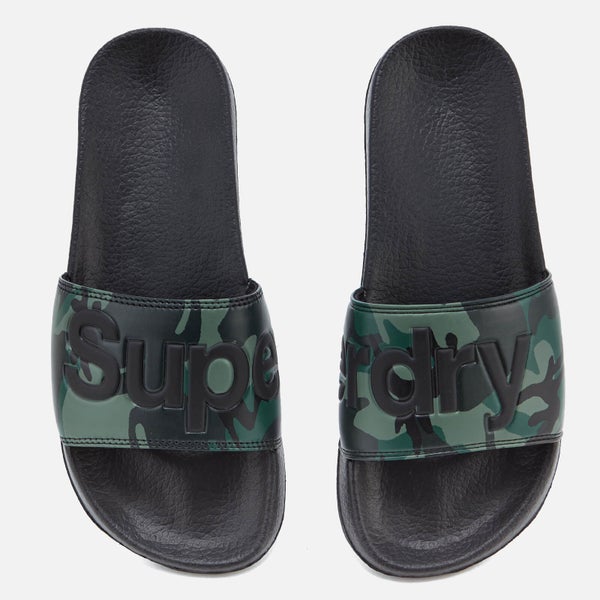 Superdry Men's Pool Slide Sandals - Black/Camo