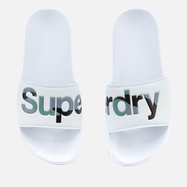 Superdry Men's Pool Slide Sandals - Optic White/Camo