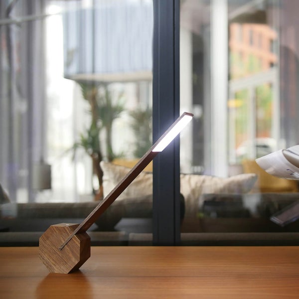 Gingko Octagon One Desk Lamp - Walnut