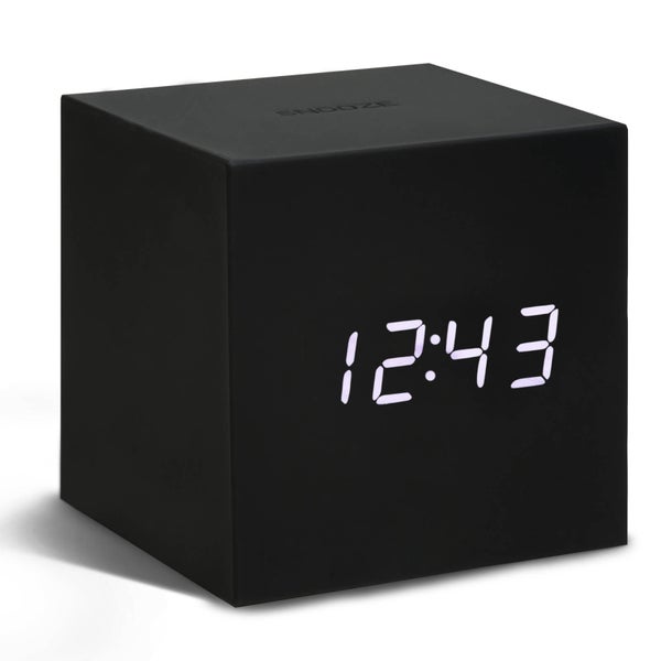 Gingko Click Clock Réveil Cube - Noir