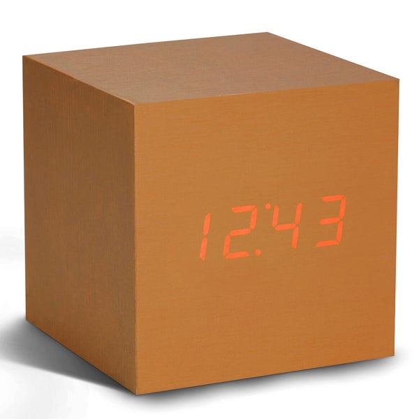 Gingko Click Clock Réveil Cube - Cuivre