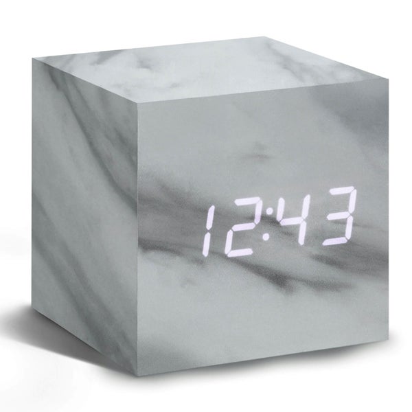Gingko Click Clock Réveil Cube - Marbre