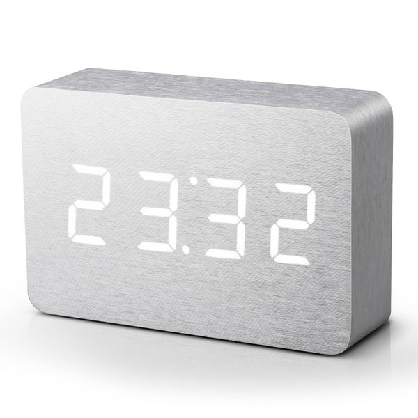 Gingko Brick Click Clock - Aluminium