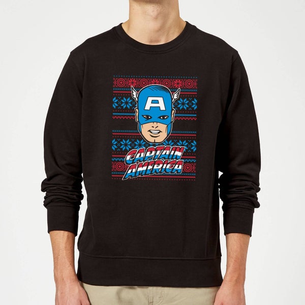 Marvel Comics Captain America Christmas Knit Black Christmas Sweatshirt