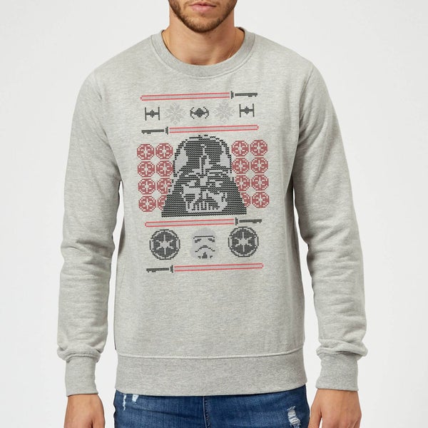 Star Wars Darth Vader Face Knit Grey Christmas Jumper