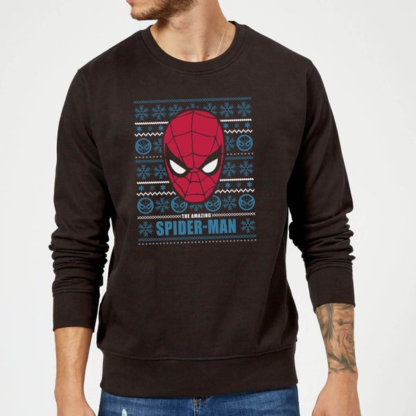 Marvel Comics The Amazing Spider-Man Face Black Christmas Sweatshirt