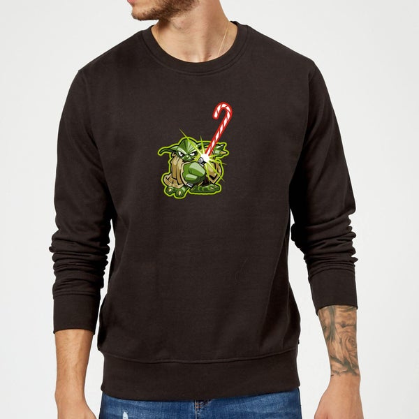 Star Wars Candy Cane Yoda Black Christmas Jumper