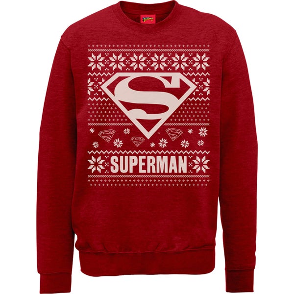 DC Superman Christmas Knit Logo Red Christmas Sweater - M