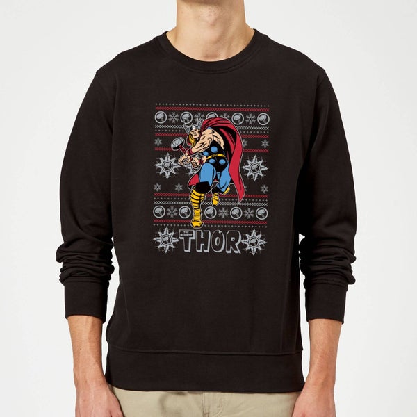 Marvel Comics The Mighty Thor Christmas Knit Black Christmas Sweatshirt