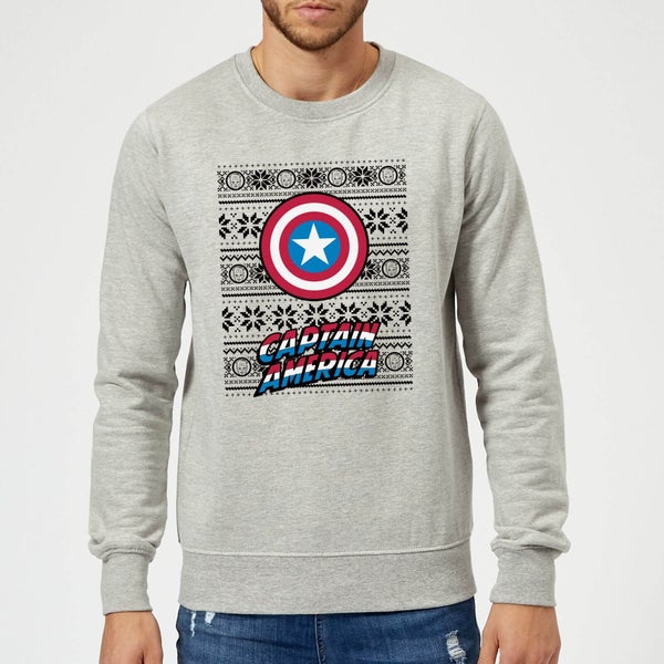 Marvel Comics Captain America Schild Weihnachtspullover - Grau